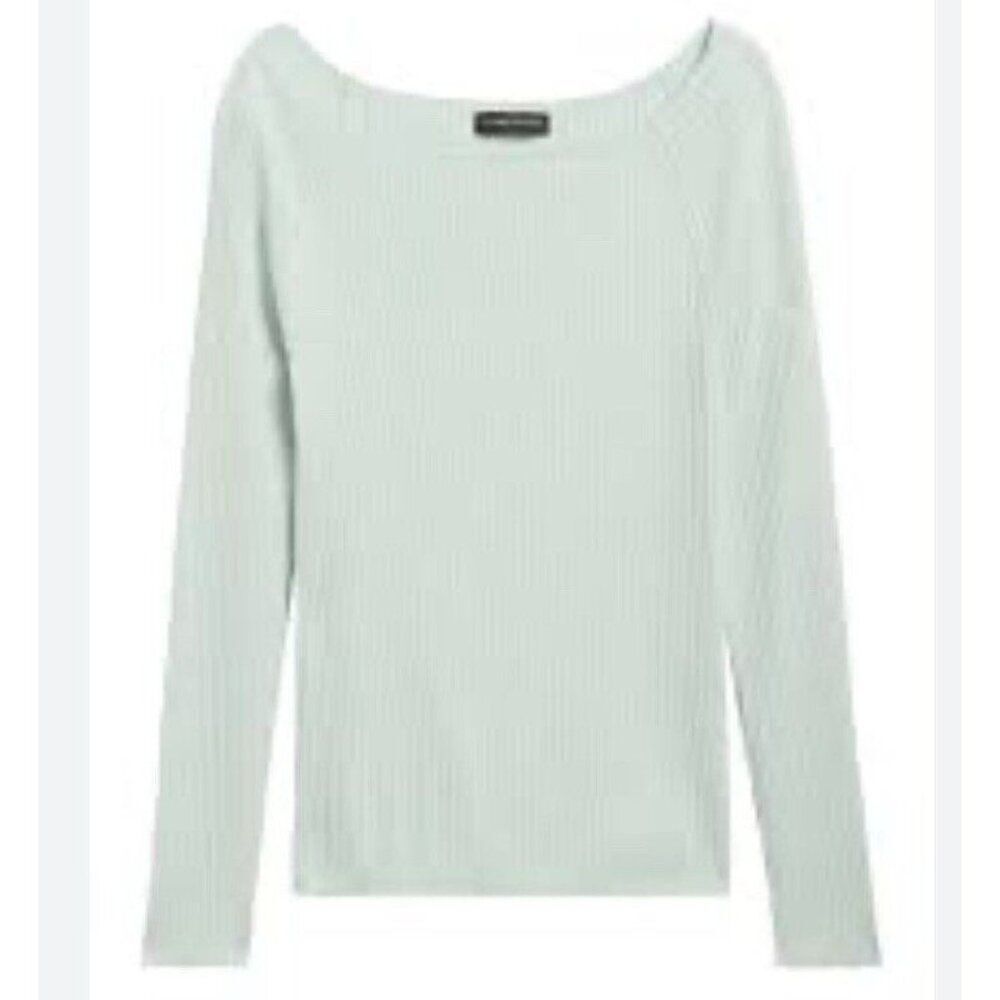 Banana Republic Light Mint Green Ribbed Long-Sleeve Sweater
